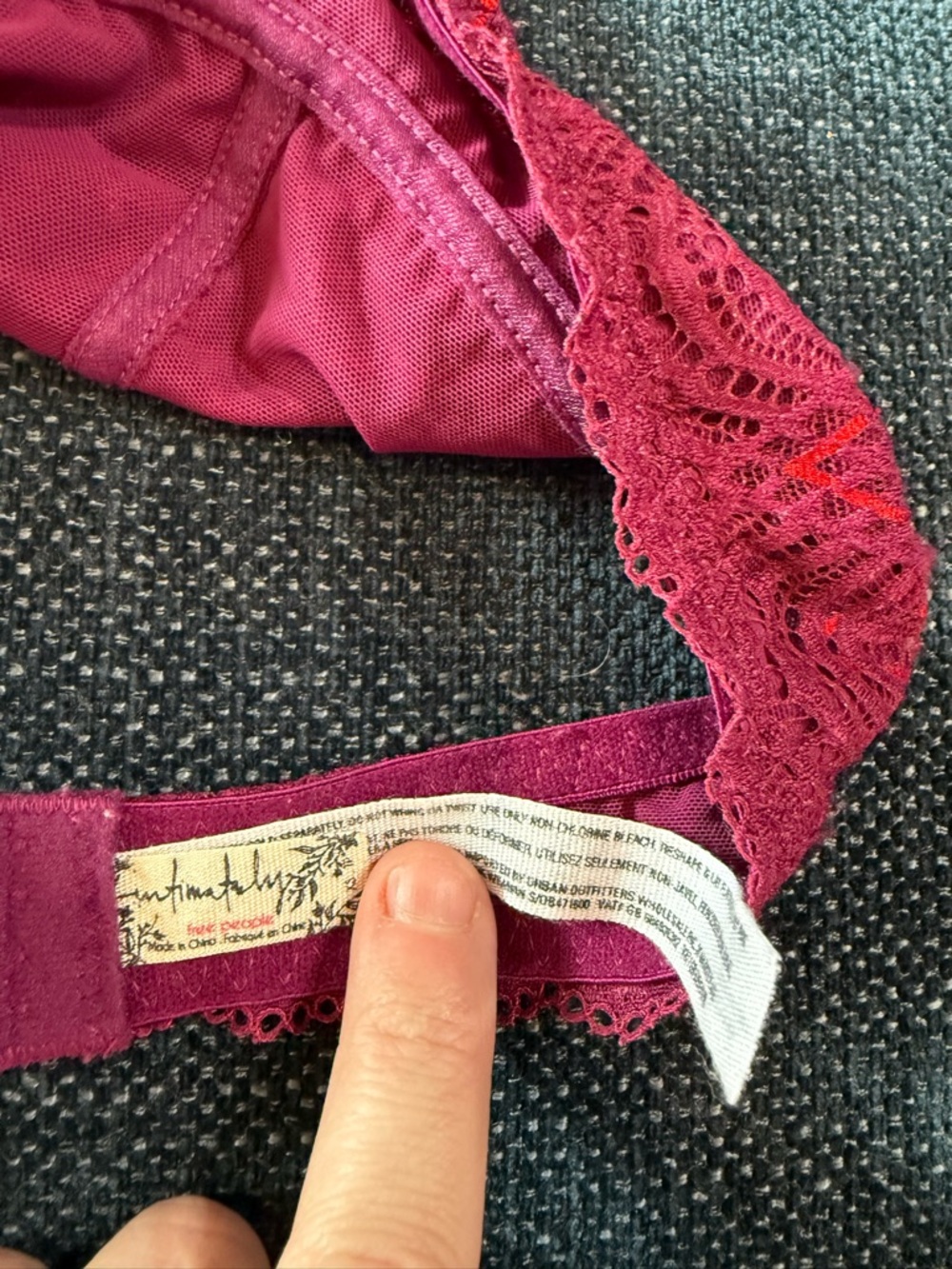 Lace Halter Bralette in Deep Raspberry - Picture 3 of 4